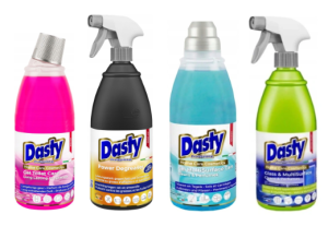 Dasty Zestaw chemii domowej - Żel do podłóg, płyn do szyb, odtłuszczacz, żel wc