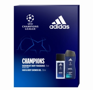 Adidas Zestaw prezentowy dla mężczyzn Champions Dezodorant 75 ml + Żel pod prysznic 250 ml