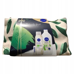 Nivea Naturally Good Damski zestaw prezentowy Balsam + Żel + Pomadka + Kosmetyczka
