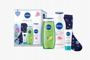 Nivea Zestaw upominkowy dla kobiet Perfect Day Balsam + Żel + Krem + Skarpety