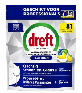 Dreft Platinum Kapsułki do zmywarki All-in-One Lemon 81 szt.
